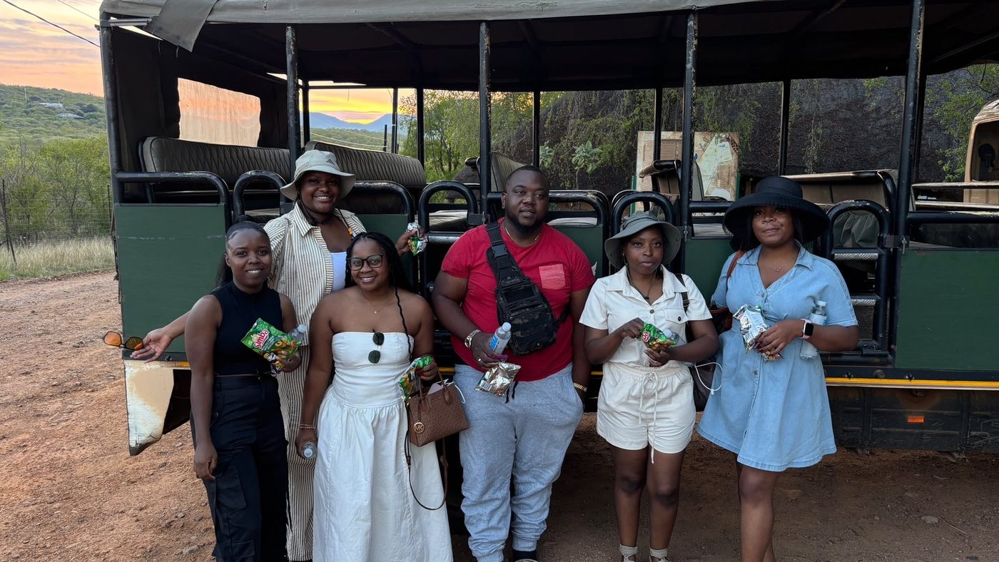 Outjoyment travellers at Mokolodi Nature Reserve, Botswana, at sunset
