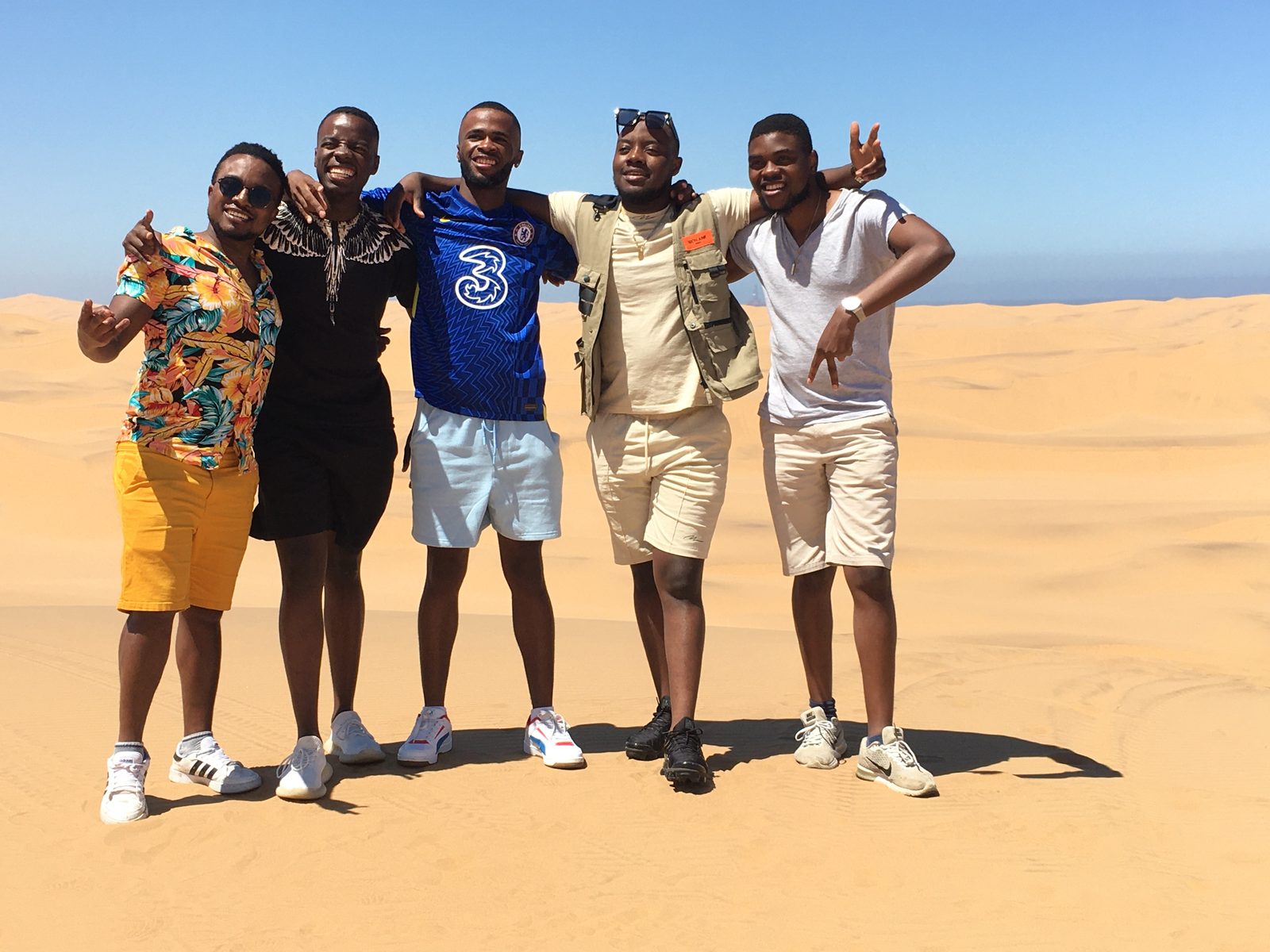 Outjoyment crew on the Namib dunes