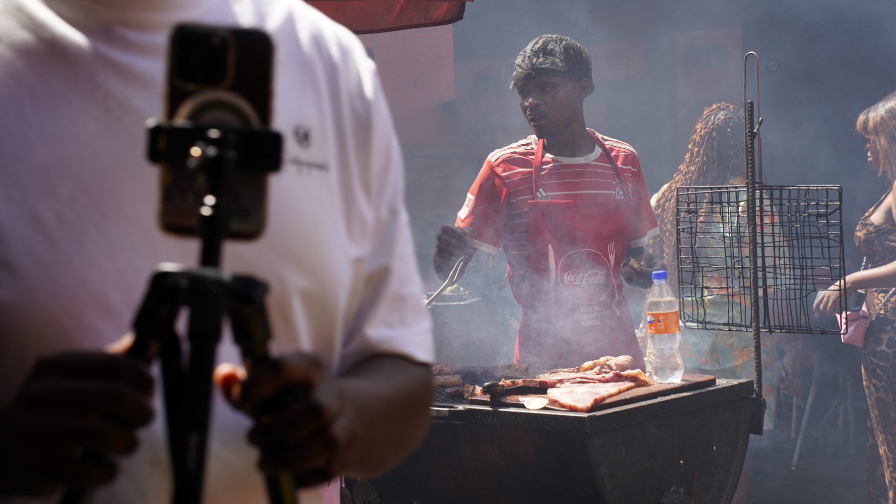 The grill master at work in Lusaka, Zambia