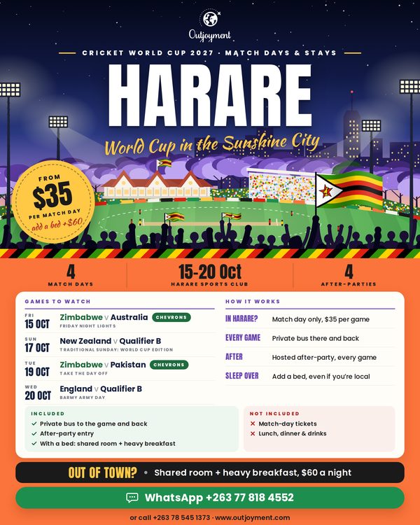 Outjoyment Harare Cricket World Cup 2027 poster