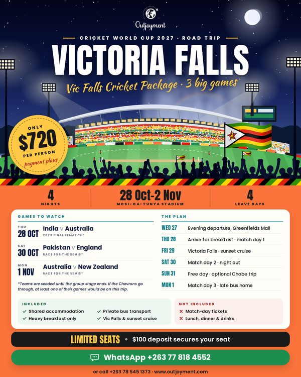 Outjoyment Victoria Falls Cricket World Cup 2027 poster